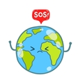 cartoon earth globe with sos message vector image