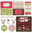 christmas retro party set - cards ribbons labels vector image