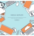 lined flat cloud computing vector image vector image