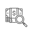 magnifying glass with money banknotes vector image