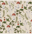 autumn seamless pattern with mushrooms berries vector image vector image