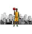 basketball player ball on white background vector image vector image