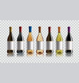 red wine bottle set of white rose and wine vector image vector image