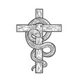 snake on cross sketch vector image