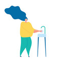 woman washing her hands with soap coronavirus vector image