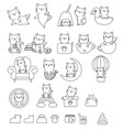 big set cat animal cartoon hand drawndoodle vector image
