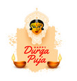 happy durga puja greeting background with diya vector image vector image