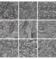 set of nine hand-drawn seamless patterns vector image