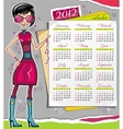 2012 calendar with fashion girl vector image vector image
