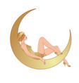 pretty woman sitting on vintage paper crescent vector image