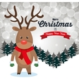 reindeer cartoon greeting merry christmas design vector image
