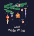 retro christmas postcard design winter holiday vector image vector image