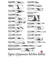 japanese kitchen knives vector image vector image