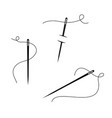 sewing needles of different sizes and stitch vector image