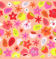 tropical summer fruit flowers seamless vector image vector image