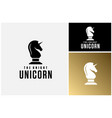 equine horse horn head unicorn knight chess logo vector image vector image