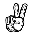 Hand peace sign cartoon Royalty Free Vector Image