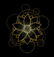 tattoo with lotus and circles on black background vector image