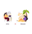 freelance vs office work woman with laptop vector image