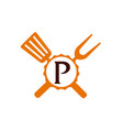 logo restaurant letter p vector image