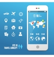 smartphone with mobile map travel set vector image