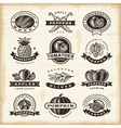 vintage fruits and vegetables labels set vector image vector image