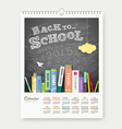 calendar 2015 back to school with books concept vector image vector image