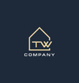 initial letter tw real estate logo with simple vector image