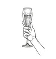 hand holding a glass of champagne vector image