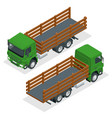 isometric flatbed truck template isolated on white vector image
