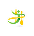 diet logo - human measuring tape fork and spoon vector image