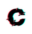 logo letter c glitch distortion diagonal vector image