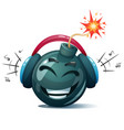 cartoon bomb fuse wick spark icon music smiley vector image
