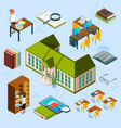 isometric library concept 3d public vector image