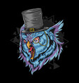 owl wear rich hat artwork editable layers vector image vector image