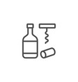 bottle corkscrew line outline icon vector image