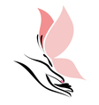 hand and butterfly vector image vector image