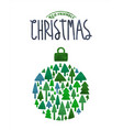merry christmas eco card green tree bauble vector image