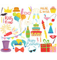birthday party accessories set isolated party vector image vector image