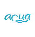 blue aqua text logo with water wave eco vector image