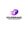abstract letter t logo with fast speed lines vector image