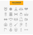 line halloween icons big set vector image