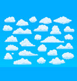cartoon sky clouds fluffy white clouds in blue vector image