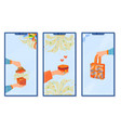 hand with box gift flat vector image vector image