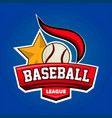 baseball league logo design with leather ball vector image vector image