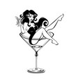 beauty girl sit in glass vector image