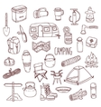 camping hand drawn contour icon set vector image
