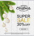 christmas sale design realistic 3d balls and fir vector image