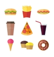 fast food colorful flat design icons set vector image vector image