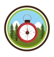 camping compass over landscape isolated icon vector image